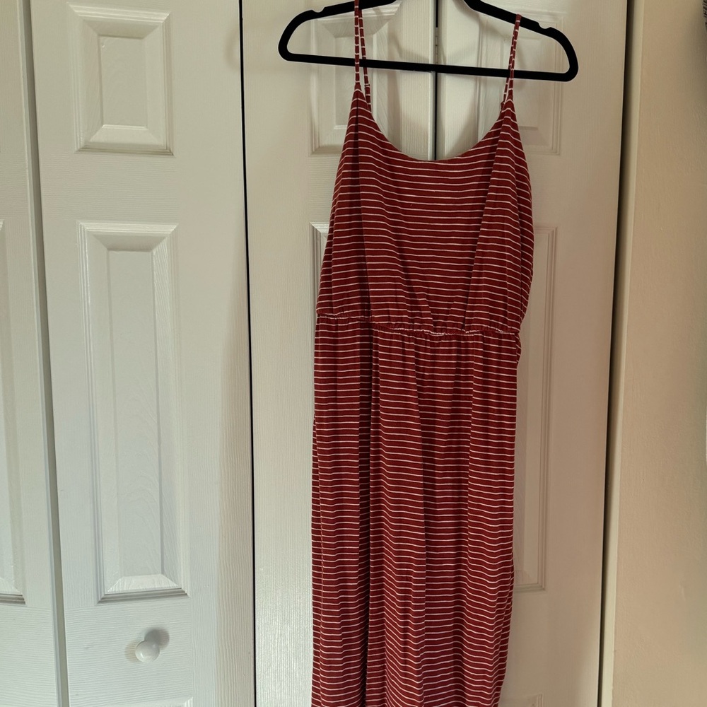Old Navy Burgundy Striped Midi Dress